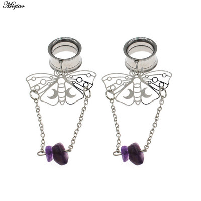 Miqiao 1 pereche de dopuri de urechi din oțel inoxidabil, șarpe de lună, dispozitive de expansiune pentru urechi, bijuterii pentru corp, tuneluri pentru urechi, targi pentru femei și bărbați