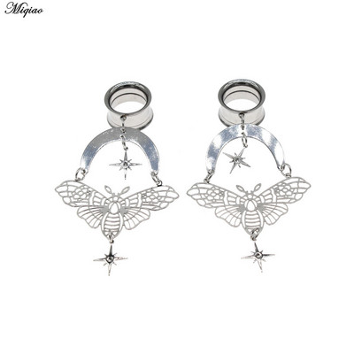 Miqiao 1 pereche de dopuri de urechi din oțel inoxidabil, șarpe de lună, dispozitive de expansiune pentru urechi, bijuterii pentru corp, tuneluri pentru urechi, targi pentru femei și bărbați