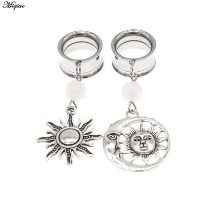 Miqiao 1 pereche de dopuri de urechi din oțel inoxidabil, șarpe de lună, dispozitive de expansiune pentru urechi, bijuterii pentru corp, tuneluri pentru urechi, targi pentru femei și bărbați