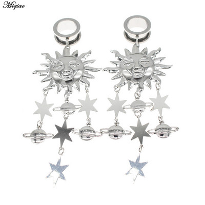 Miqiao 1 pereche de dopuri de urechi din oțel inoxidabil, șarpe de lună, dispozitive de expansiune pentru urechi, bijuterii pentru corp, tuneluri pentru urechi, targi pentru femei și bărbați