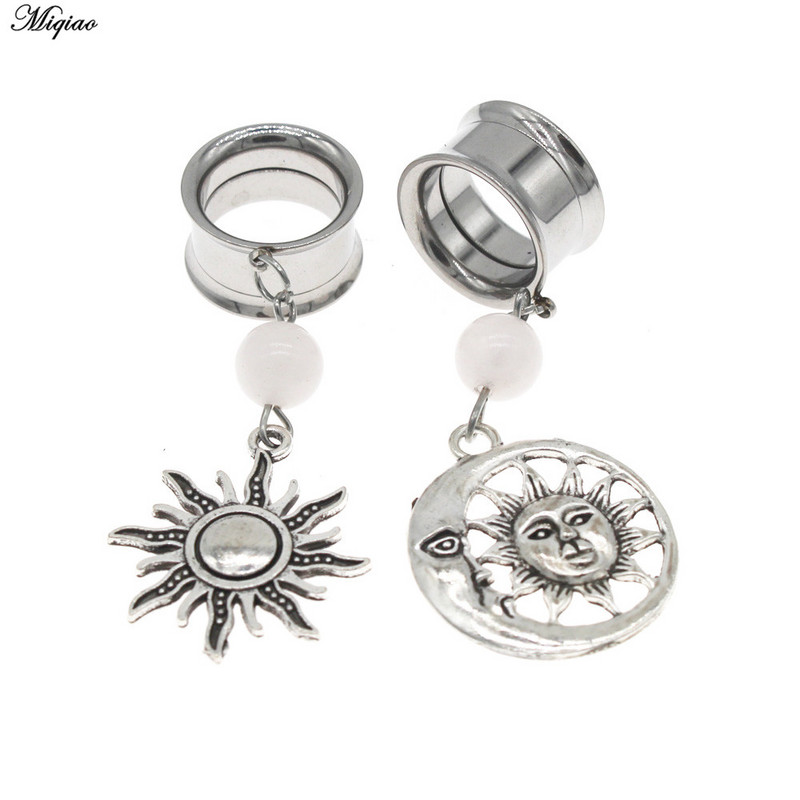 Miqiao 1 pereche de dopuri de urechi din oțel inoxidabil, șarpe de lună, dispozitive de expansiune pentru urechi, bijuterii pentru corp, tuneluri pentru urechi, targi pentru femei și bărbați