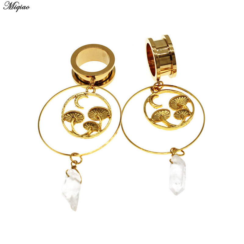 Miqiao 1 pereche de dopuri de urechi din oțel inoxidabil, șarpe de lună, dispozitive de expansiune pentru urechi, bijuterii pentru corp, tuneluri pentru urechi, targi pentru femei și bărbați