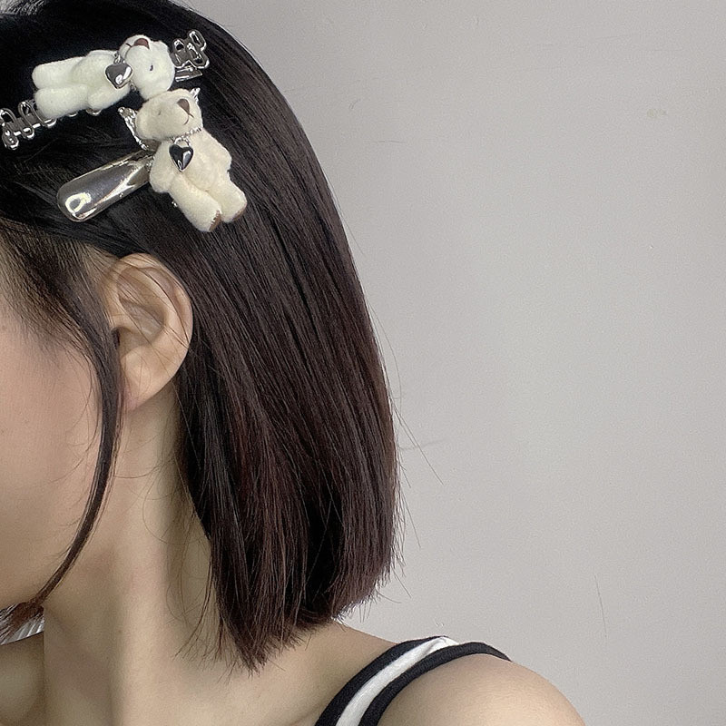 Moda coreeană din pluș urs de desene animate ac de păr cu cicoș de rață Accesorii de păr simple și drăguțe pentru fete accesorii de păr pentru femei