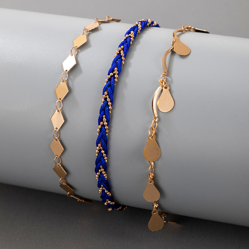 Tocona Tocona ciucuri picături de apă pentru femei stil etnic lucrare manuală țesătură geometrie lanțuri pentru picioare bijuterii 3 buc/seturi 15678