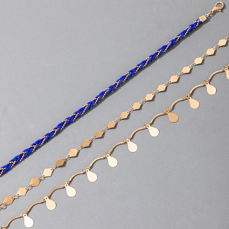 Tocona Tocona ciucuri picături de apă pentru femei stil etnic lucrare manuală țesătură geometrie lanțuri pentru picioare bijuterii 3 buc/seturi 15678