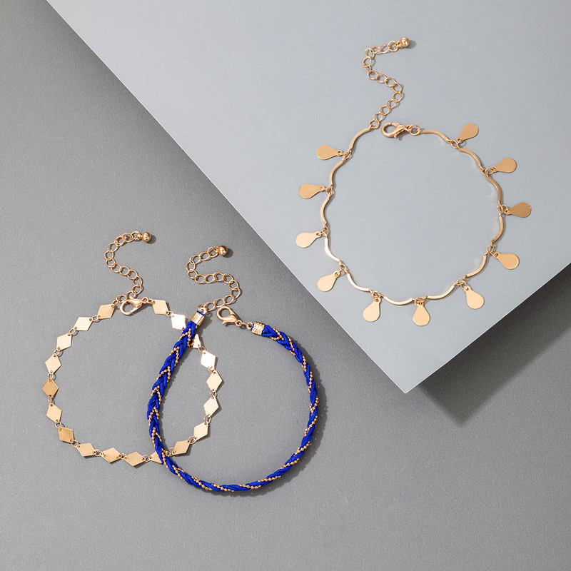 Tocona Tocona ciucuri picături de apă pentru femei stil etnic lucrare manuală țesătură geometrie lanțuri pentru picioare bijuterii 3 buc/seturi 15678