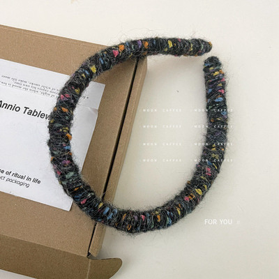 Banda de păr retro toamnă iarnă din lână pentru fată, simplă, minunată, colorată, bentiță de păr pentru femei, cu burete largi