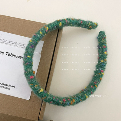 Banda de păr retro toamnă iarnă din lână pentru fată, simplă, minunată, colorată, bentiță de păr pentru femei, cu burete largi