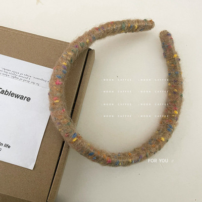 Banda de păr retro toamnă iarnă din lână pentru fată, simplă, minunată, colorată, bentiță de păr pentru femei, cu burete largi