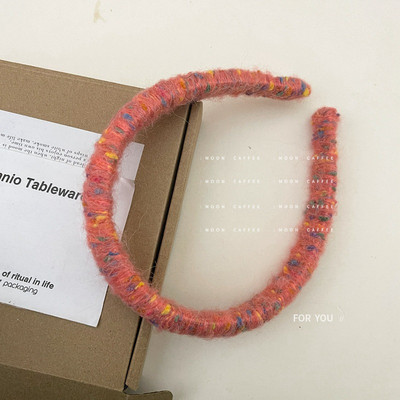 Banda de păr retro toamnă iarnă din lână pentru fată, simplă, minunată, colorată, bentiță de păr pentru femei, cu burete largi