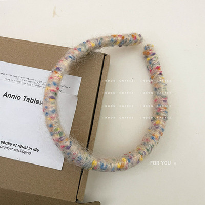 Banda de păr retro toamnă iarnă din lână pentru fată, simplă, minunată, colorată, bentiță de păr pentru femei, cu burete largi