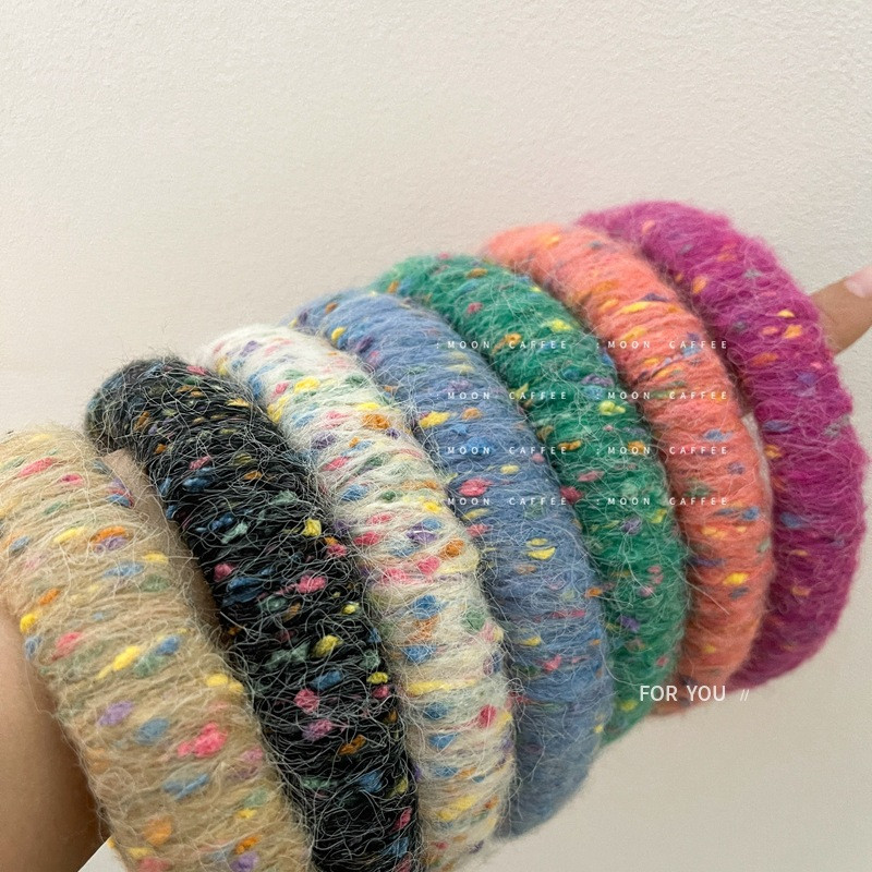 Banda de păr retro toamnă iarnă din lână pentru fată, simplă, minunată, colorată, bentiță de păr pentru femei, cu burete largi