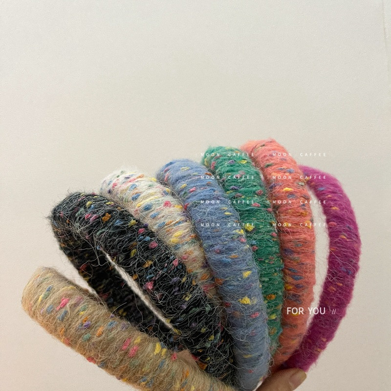 Banda de păr retro toamnă iarnă din lână pentru fată, simplă, minunată, colorată, bentiță de păr pentru femei, cu burete largi