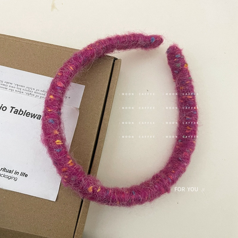 Banda de păr retro toamnă iarnă din lână pentru fată, simplă, minunată, colorată, bentiță de păr pentru femei, cu burete largi