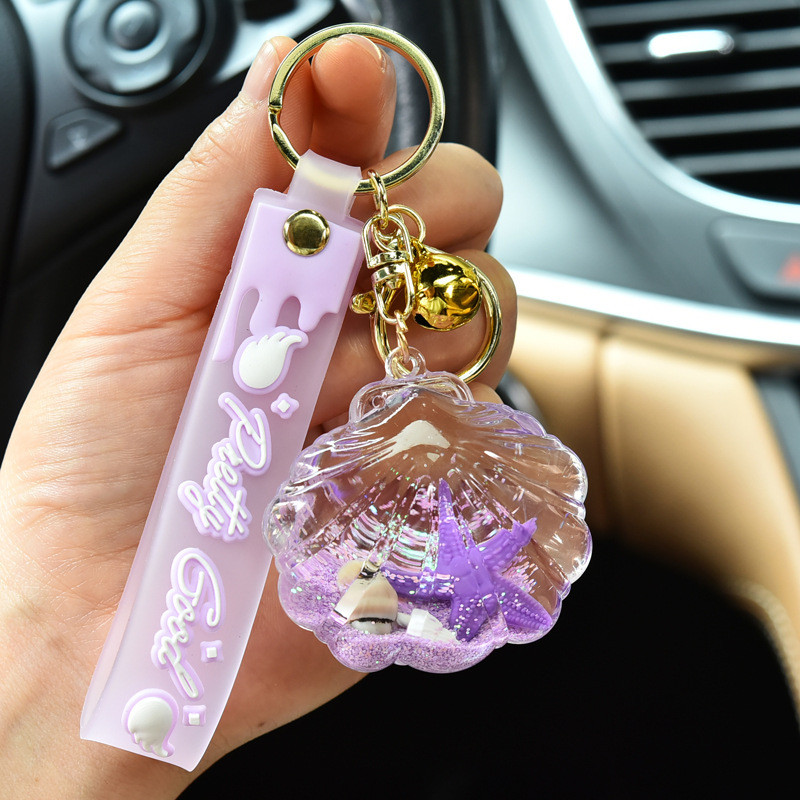 Radoša akrila šķidrā eļļa Starfish Cute peldošs atslēgu piekariņš Beach Creature Shell atslēgu piekariņš sievietēm soma kulons piekariņš akvārija dāvana