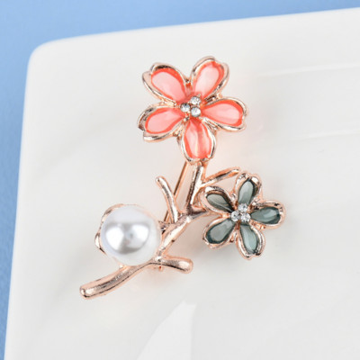 Broșe de perle cu flori de cireș pentru femei, broșă de cristal elegantă, bijuterii de nuntă