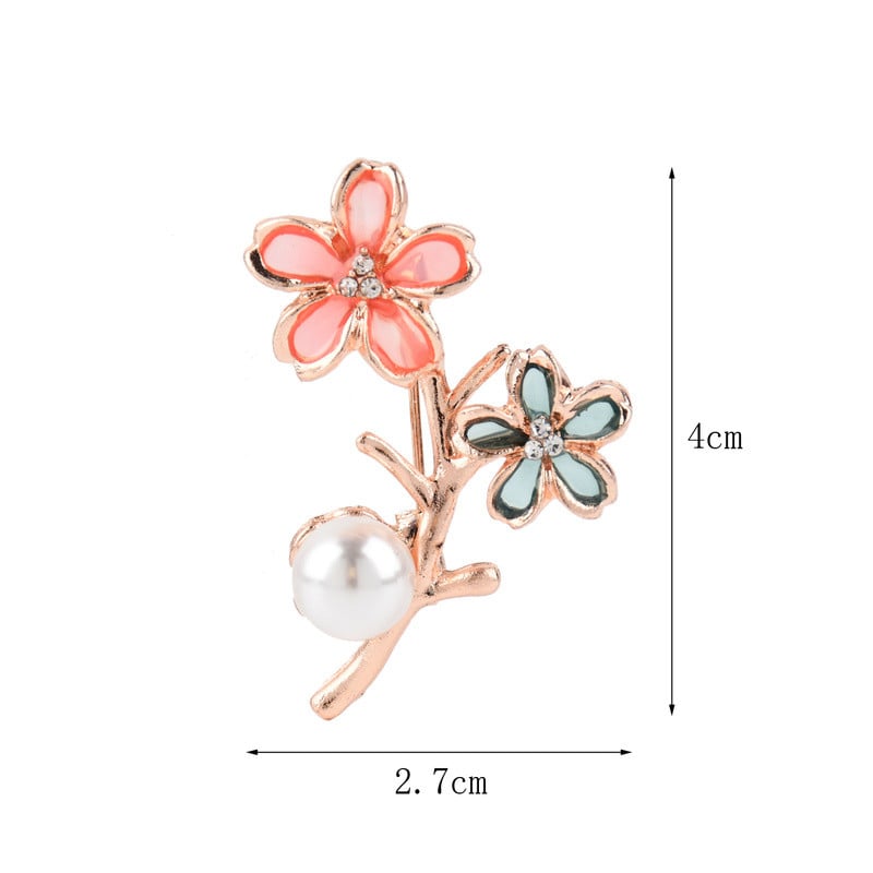 Cseresznyevirágos gyöngy bross nőknek Elegáns divat tű kristály bross esküvői ékszer
