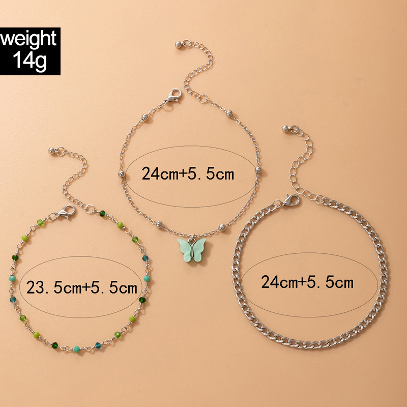 Tocona INS Pretty Butterfly Picior Lanț Colorat cu margele Picior Lanț din aliaj reglabil Boemia Bijuterii Accesorii 3buc/seturi 20011