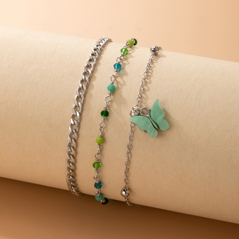 Tocona INS Pretty Butterfly Picior Lanț Colorat cu margele Picior Lanț din aliaj reglabil Boemia Bijuterii Accesorii 3buc/seturi 20011