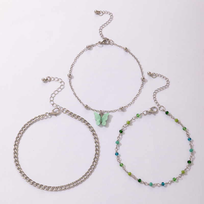 Tocona INS Pretty Butterfly Picior Lanț Colorat cu margele Picior Lanț din aliaj reglabil Boemia Bijuterii Accesorii 3buc/seturi 20011