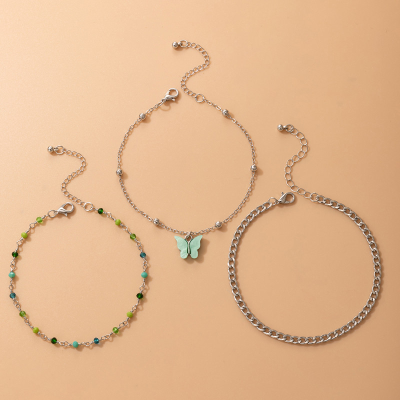 Tocona INS Pretty Butterfly Picior Lanț Colorat cu margele Picior Lanț din aliaj reglabil Boemia Bijuterii Accesorii 3buc/seturi 20011