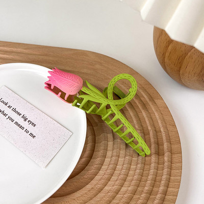 Agrafe de prindere cu flori de lalele din metal vopsit colorat de modă coreeană pentru femei 2022 de vară pentru fete drăguțe pentru agrafe de păr cu gheare