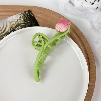 Agrafe de prindere cu flori de lalele din metal vopsit colorat de modă coreeană pentru femei 2022 de vară pentru fete drăguțe pentru agrafe de păr cu gheare
