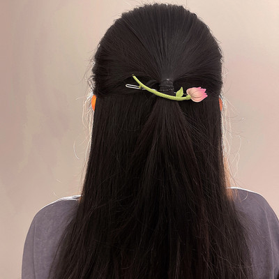 Agrafe de prindere cu flori de lalele din metal vopsit colorat de modă coreeană pentru femei 2022 de vară pentru fete drăguțe pentru agrafe de păr cu gheare