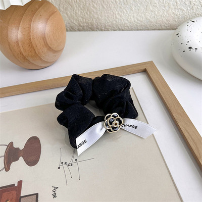 Scrunchie de înaltă calitate, elegantă, de camelie, cu papion pentru cravată, benzi elastice de păr pentru femei, accesorii de păr