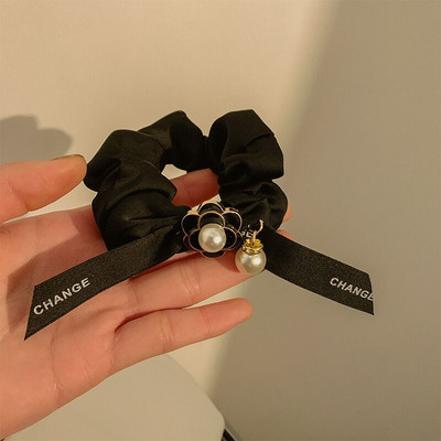 Scrunchie de înaltă calitate, elegantă, de camelie, cu papion pentru cravată, benzi elastice de păr pentru femei, accesorii de păr