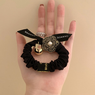 Scrunchie de înaltă calitate, elegantă, de camelie, cu papion pentru cravată, benzi elastice de păr pentru femei, accesorii de păr