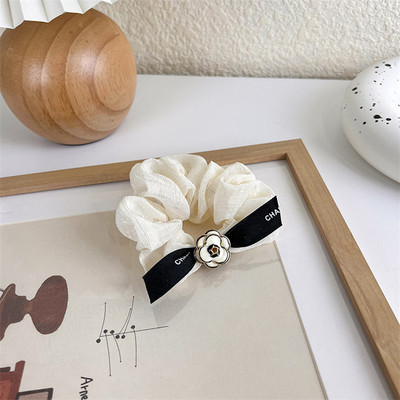 Scrunchie de înaltă calitate, elegantă, de camelie, cu papion pentru cravată, benzi elastice de păr pentru femei, accesorii de păr