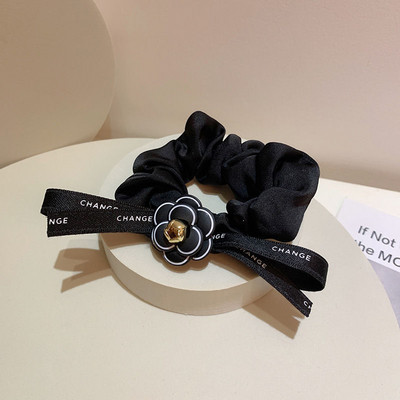 Scrunchie de înaltă calitate, elegantă, de camelie, cu papion pentru cravată, benzi elastice de păr pentru femei, accesorii de păr