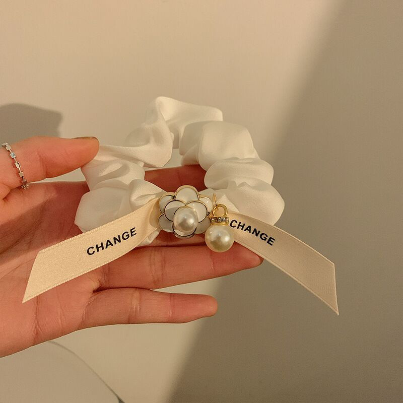 Scrunchie de înaltă calitate, elegantă, de camelie, cu papion pentru cravată, benzi elastice de păr pentru femei, accesorii de păr