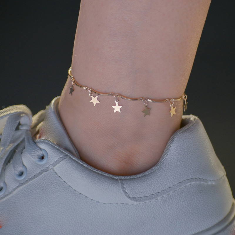 Boho auriu stea ciucuri pandantiv gleznă lanț pentru picior 2021 noua modă de vară yoga plajă brățară picior farmec glezne bijuterii cadou