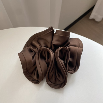 Scrunchie de păr din satin supradimensionat de culoare uni franțuzești de înaltă calitate pentru femei, benzi elastice de păr din mătase, Suport pentru coadă de cal, cu buclă