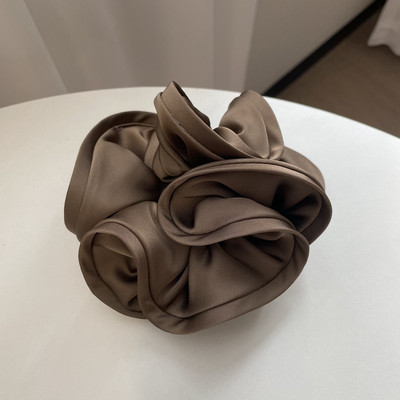 Scrunchie de păr din satin supradimensionat de culoare uni franțuzești de înaltă calitate pentru femei, benzi elastice de păr din mătase, Suport pentru coadă de cal, cu buclă