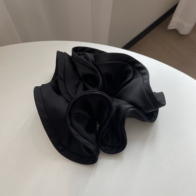 Scrunchie de păr din satin supradimensionat de culoare uni franțuzești de înaltă calitate pentru femei, benzi elastice de păr din mătase, Suport pentru coadă de cal, cu buclă