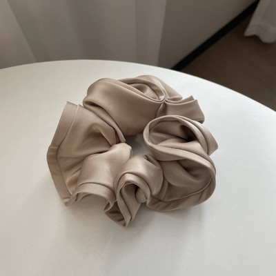 Scrunchie de păr din satin supradimensionat de culoare uni franțuzești de înaltă calitate pentru femei, benzi elastice de păr din mătase, Suport pentru coadă de cal, cu buclă