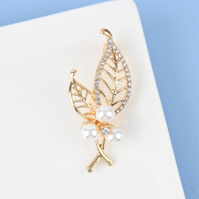 Temperament Pearl Leaves Design Sense Personality Brosa Vant Natural simplu Bijuterii Femei Nunta Banchet Brosa