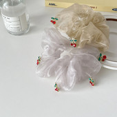 Vară 2022 Nouă frânghie de păr cireșe Accesorii pentru femei Banda elastică de păr șifon Legături de păr fete Scrunchies