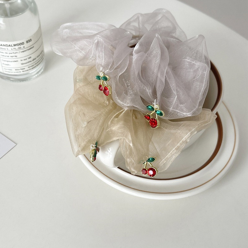 Vară 2022 Nouă frânghie de păr cireșe Accesorii pentru femei Banda elastică de păr șifon Legături de păr fete Scrunchies