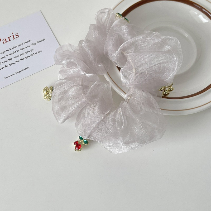 Vară 2022 Nouă frânghie de păr cireșe Accesorii pentru femei Banda elastică de păr șifon Legături de păr fete Scrunchies