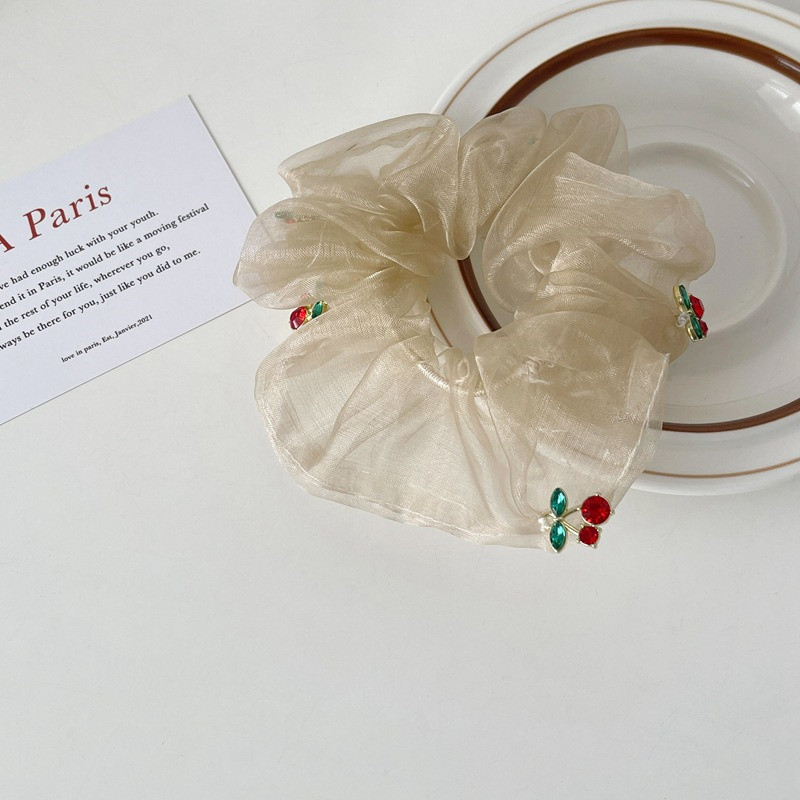 Vară 2022 Nouă frânghie de păr cireșe Accesorii pentru femei Banda elastică de păr șifon Legături de păr fete Scrunchies