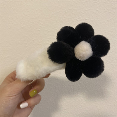 Clip de crab cu flori de pluș mare, retro, toamnă și iarnă, clipă de crab cu flori de pluș, drăguț, dulce, ac de păr
