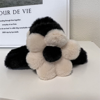 Clip de crab cu flori de pluș mare, retro, toamnă și iarnă, clipă de crab cu flori de pluș, drăguț, dulce, ac de păr