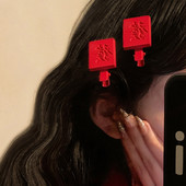 Újév Piros Mahjong Hajtű Lány Vicces kínai stílusú hajcsipesz fejdísz Női hajkiegészítők