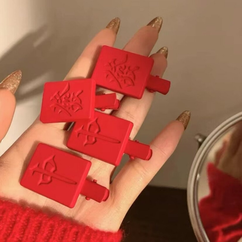 Újév Piros Mahjong Hajtű Lány Vicces kínai stílusú hajcsipesz fejdísz Női hajkiegészítők