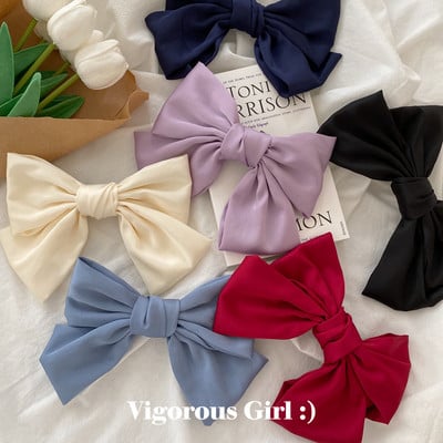 French Chic Retro Satin Fundă Mare Ac De Păr Suport Cozi De Cal Clip Clip Elegantă De Arc Accesorii De Păr Pentru Femei