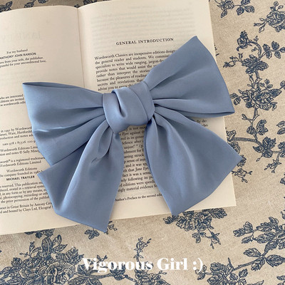 Френски шик, ретро сатен, голяма панделка, фиби, държачи за опашка, щипка, елегантна пролетна щипка, аксесоари за коса за жени